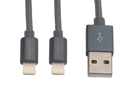 Dual Lightning to USB 2 Meter Cable - Dark Grey Discount