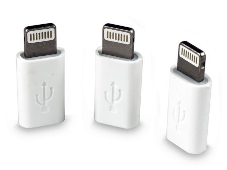 Micro USB to Lightning Adapter White - 3 Pack For Discount