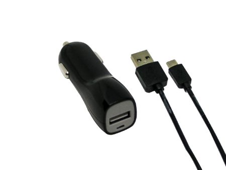 2 amp Car Charger with 3.2 foot Lightning Cable (BLACK) Hot on Sale